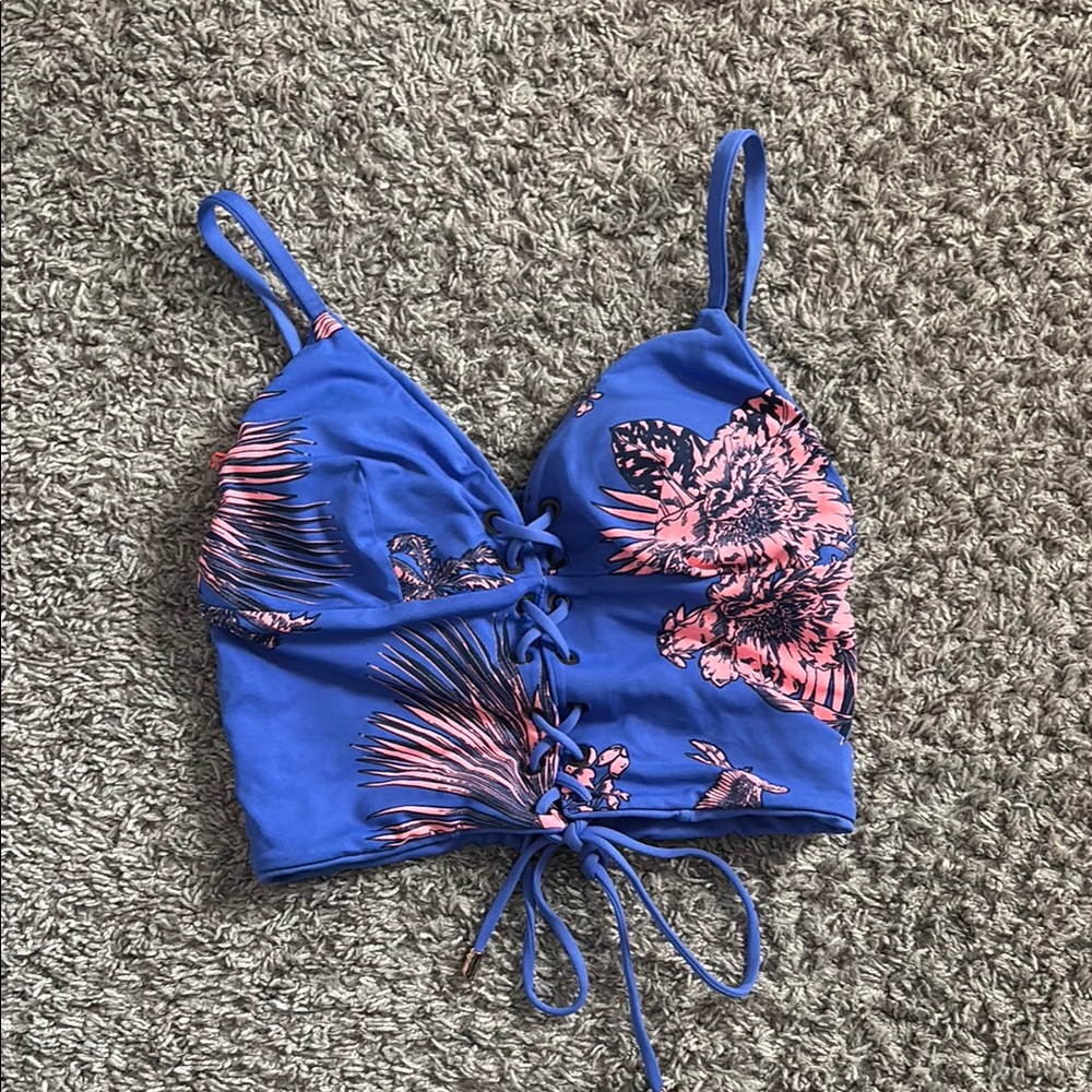 Maaji reversible Blue and Pink Lace-Up bikini top - Picture 2 of 8